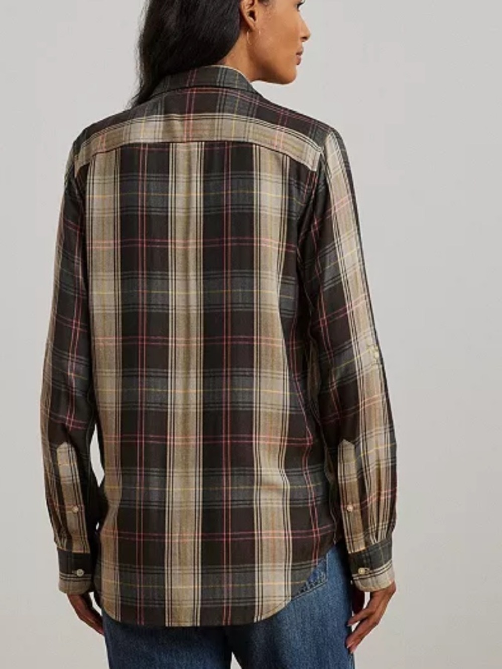 ❤️‍🔥💕lauren ralph lauren  Plaid Button-Front Shirt - Black Multicolor s - Picture 2 of 5